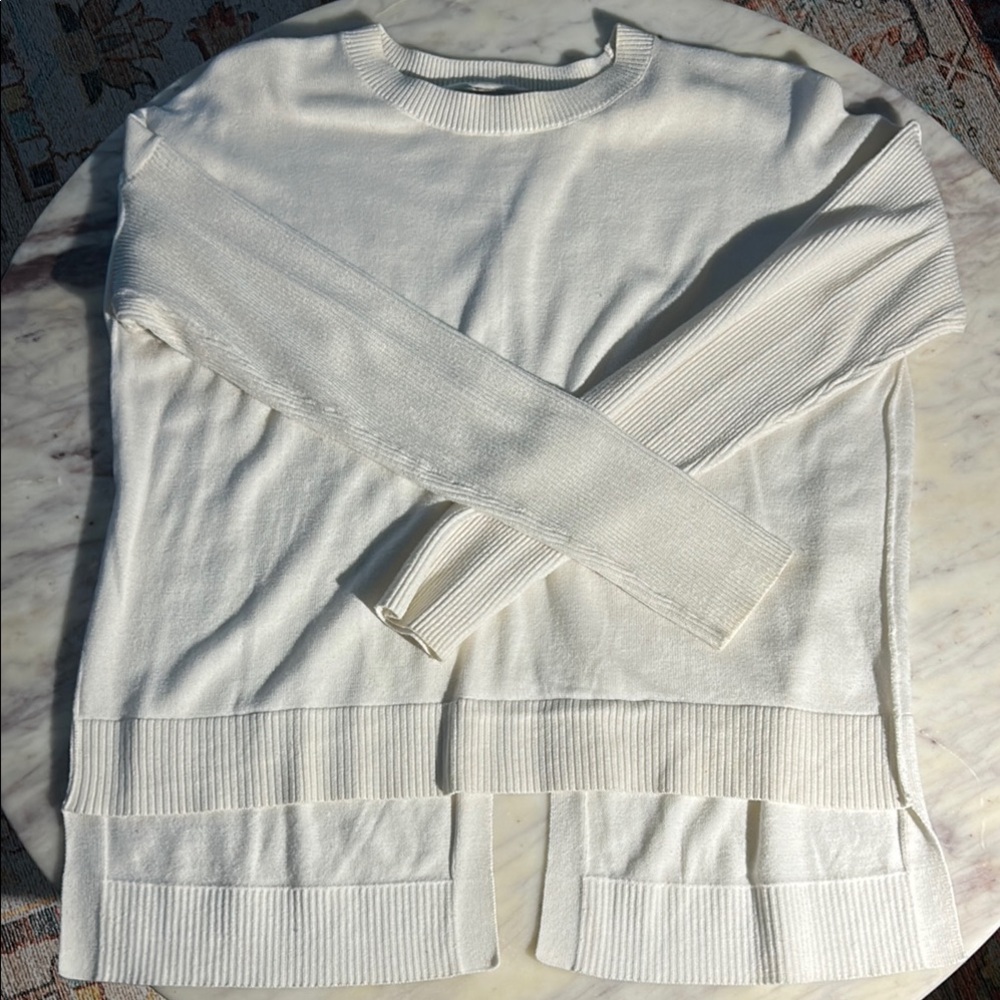 Athleta White Split back Sweater Soft Knit Casual